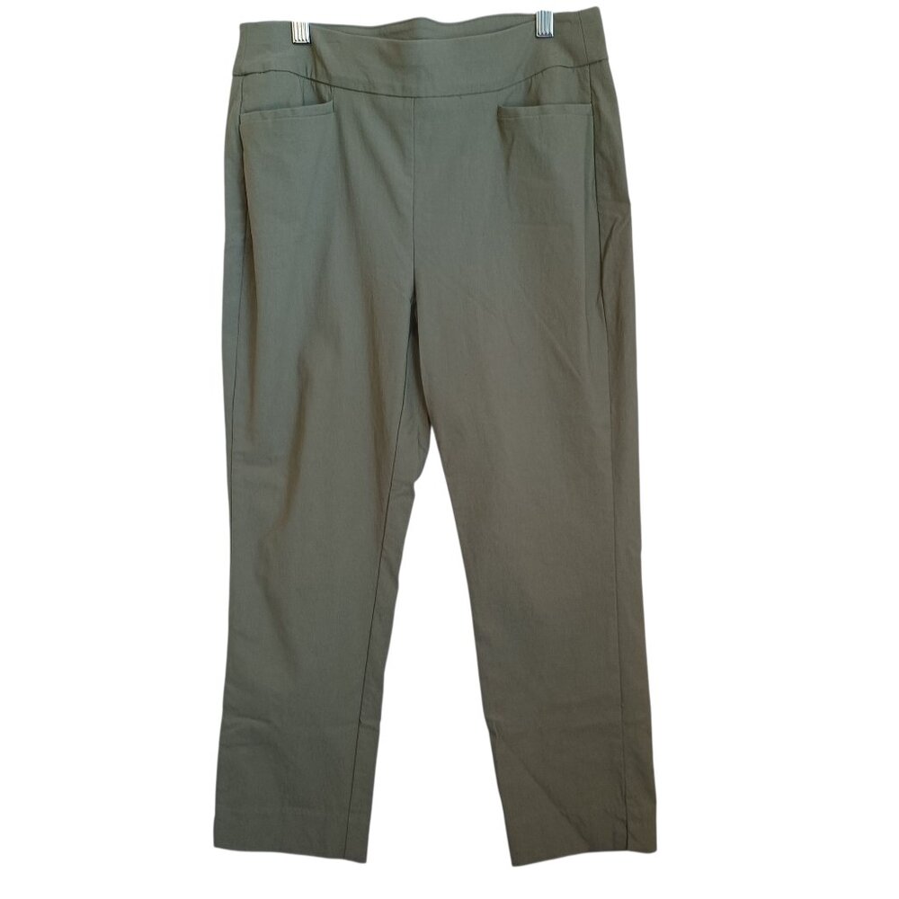 Chicos Pull On Pants Womens 6 So Slimming Brigitte Sage Leaf Green Stretch